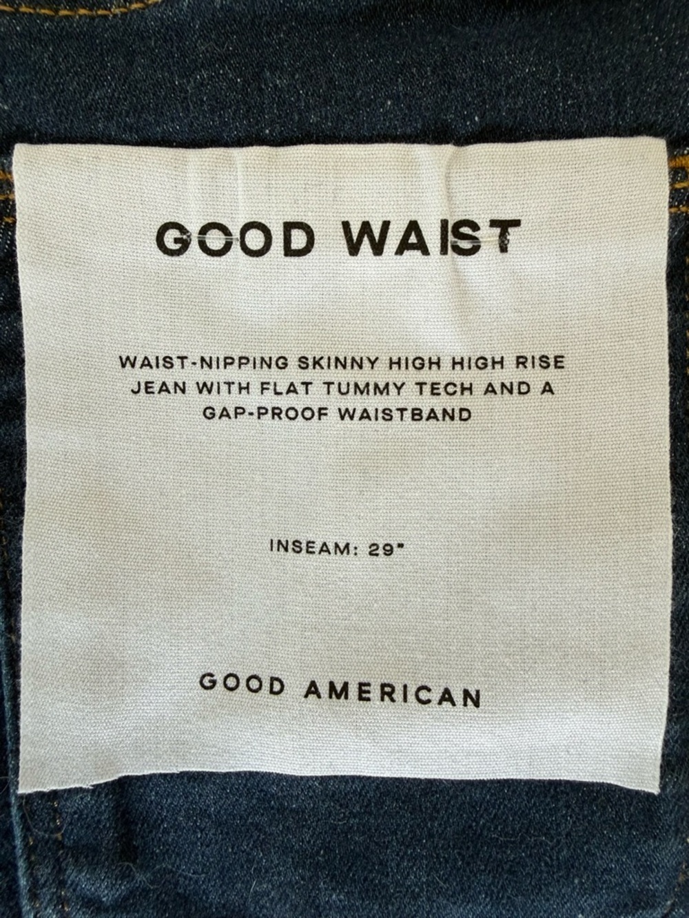 Good American Dark Blue Denim Skinny Jeans Label View - Picture 2 of 6